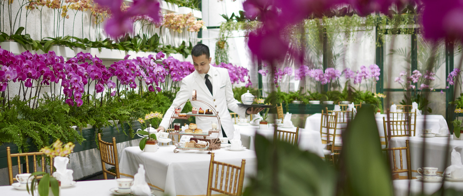 The glorious High Tea at the Orchid Conservatory of the Majestic Hotel 