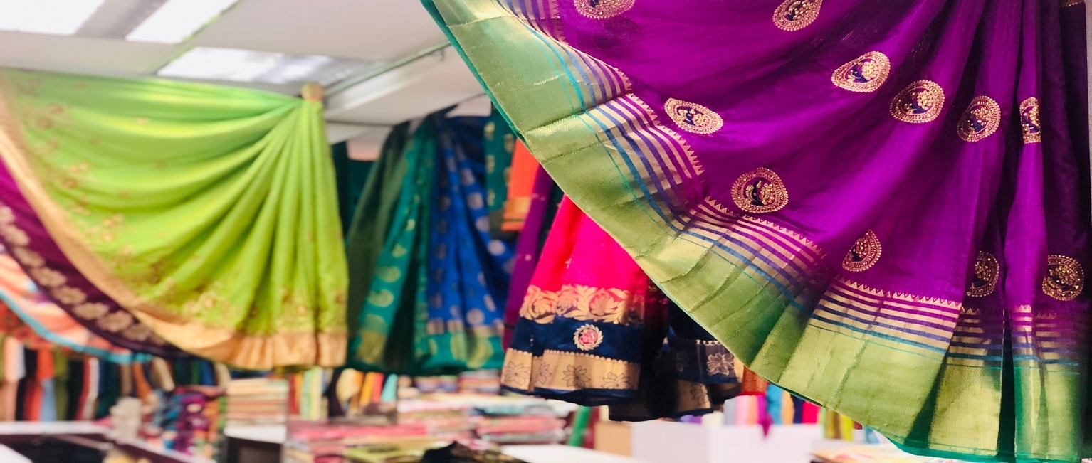 Brightly Coloured Classic Southern Sari in Mangala Theebam fashion house