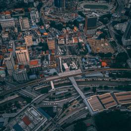 Aerial view of the city
